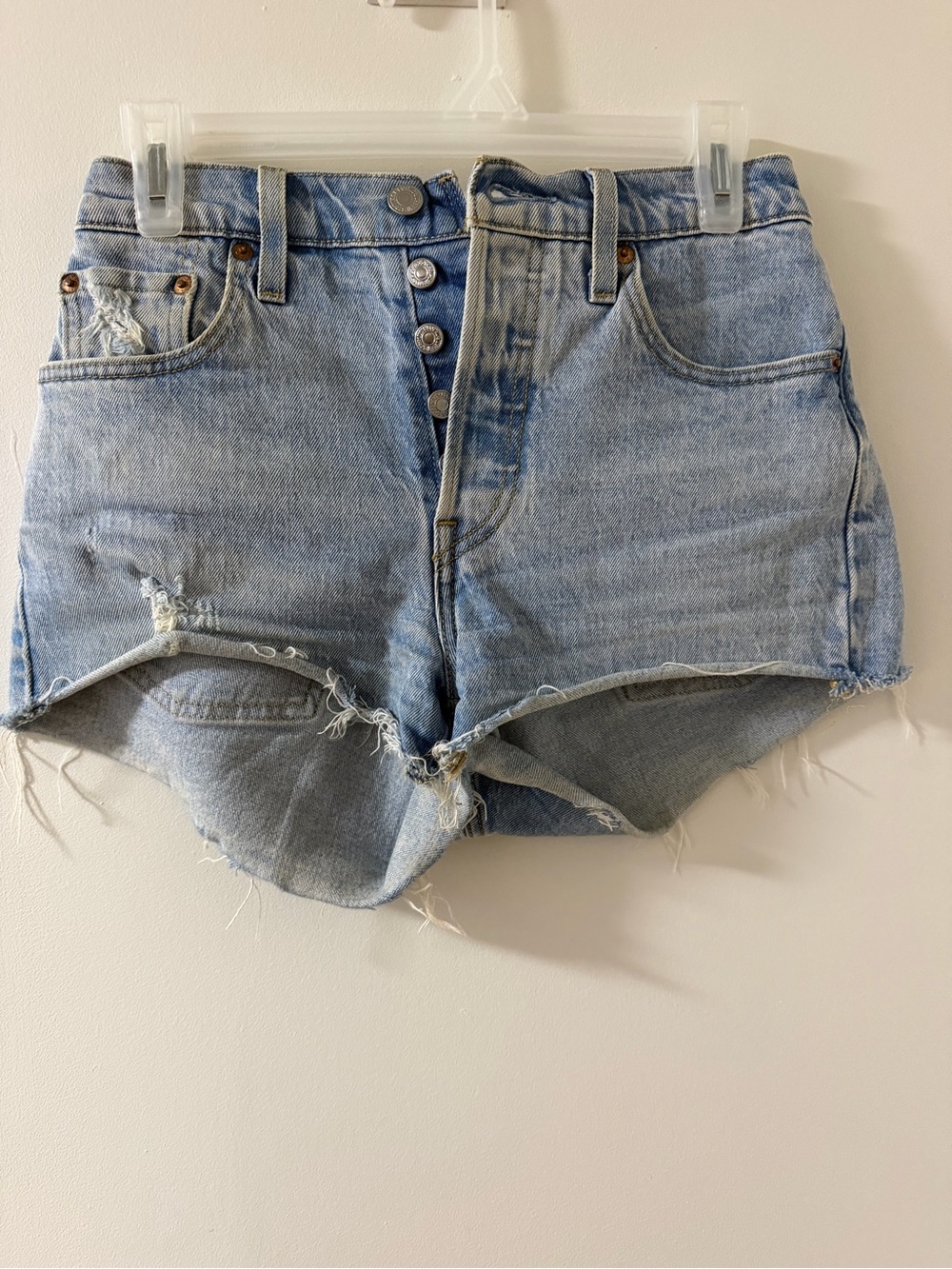 Levi's Light Blue Distressed Cutoff Denim Shorts